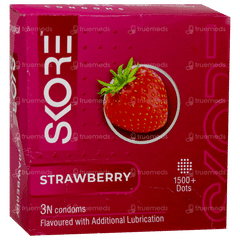 Skore Strawberry Flavoured Dotted And Coloured Condoms 3