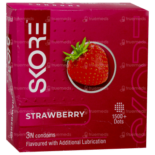 Skore Strawberry Flavoured Dotted And Coloured Condoms 3