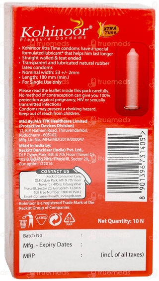 Kohinoor Pleasure Xtra Time Condoms 10