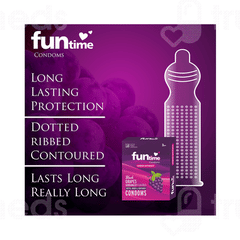 Funtime Dotted Ribbed And Contoured Black Grapes Flavour Condom Pack Of 3