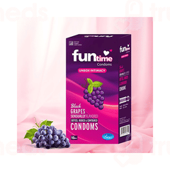 FUNTIME DOTTED RIBBED AND CONTOURED BLACK GRAPES  FLAVOUR CONDOM PACK OF 10