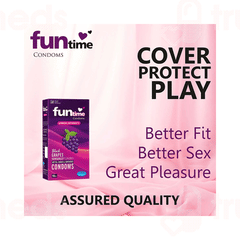 Funtime Dotted Ribbed And Contoured Black Grapes  Flavour Condom Pack Of 10