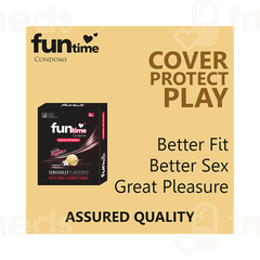 Funtime Dotted Ribbed And Contoured Vanilla Flavour Sensus Condom Pack Of 3
