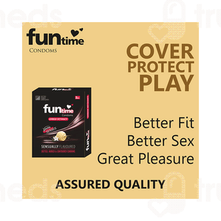 Funtime Dotted Ribbed And Contoured Vanilla Flavour Sensus Condom Pack Of 3