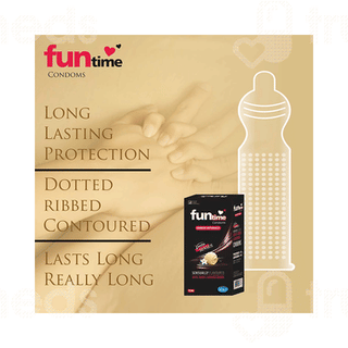 Funtime Dotted Ribbed And Contoured Vanilla Flavour Sensus Condom Pack Of 10