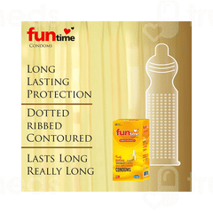 Funtime Dotted Ribbed And Contoured Fruity Banana Flavour Condom Pack Of 10