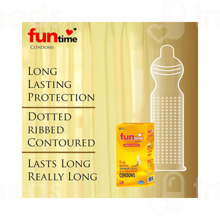Funtime Dotted Ribbed And Contoured Fruity Banana Flavour Condom Pack Of 10