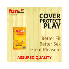 Funtime Dotted Ribbed And Contoured Fruity Banana Flavour Condom Pack Of 10