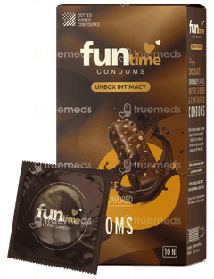 FUNTIME DOTTED RIBBED AND CONTOURED TEMPTING CHOCOLATE FLAVOUR CONDOM PACK OF 10