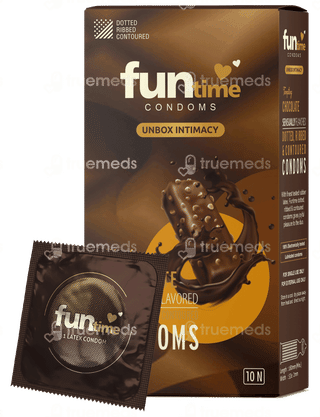 Funtime Dotted Ribbed And Contoured Tempting Chocolate Flavour Condom Pack Of 10