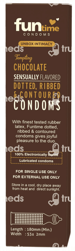 Funtime Dotted Ribbed And Contoured Tempting Chocolate Flavour Condom Pack Of 10