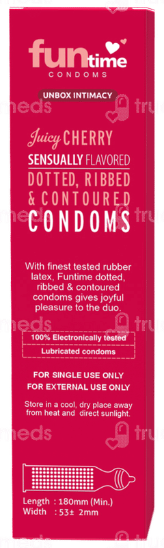Funtime Dotted Ribbed And Contoured Juicy Cherry Flavour Condom Pack Of 10