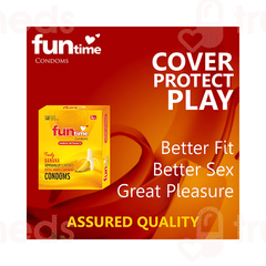 Funtime Dotted Ribbed And Contoured Hazelnut Flavour Condom Pack Of 3