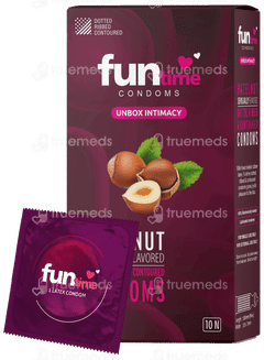 Funtime Dotted Ribbed And Contoured Hazelnut Flavour Condom Pack Of 10
