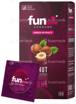 Funtime Dotted Ribbed And Contoured Hazelnut Flavour Condom Pack Of 10