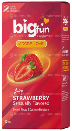 Bigfun Strawberry Flavour Pack Of 10 Condoms Bigfun Strawberry Flavour Pack Of 10 Condoms