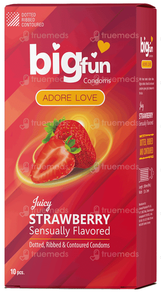 Bigfun Strawberry Flavour Pack Of 10 Condoms