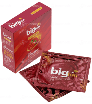 Bigfun Strawberry Flavour Pack Of 3 Condoms