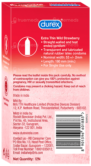 Durex Extra Thin Wild Strawberry Condoms 12