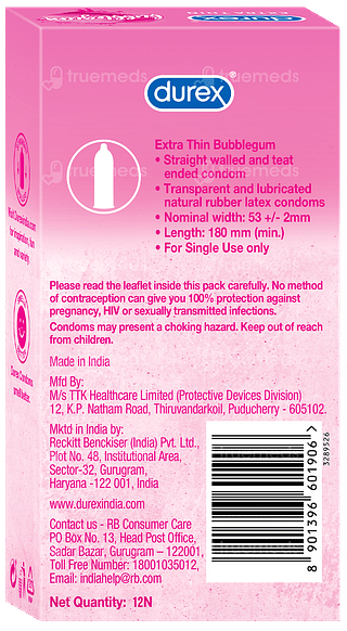 Durex Extra Thin Bubblegum Condom 12