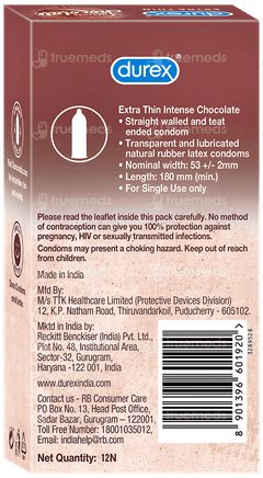 Durex Extra Thin Intense Chocolate Condoms 12 Durex Extra Thin Intense Chocolate Condoms 12