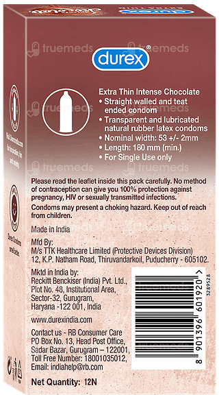 Durex Extra Thin Intense Chocolate Condoms 12
