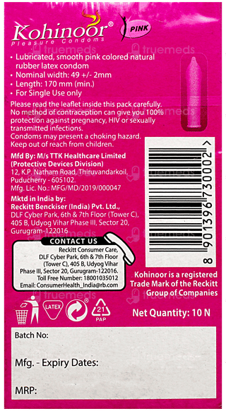 Kohinoor Pink Pleasure Condoms 10