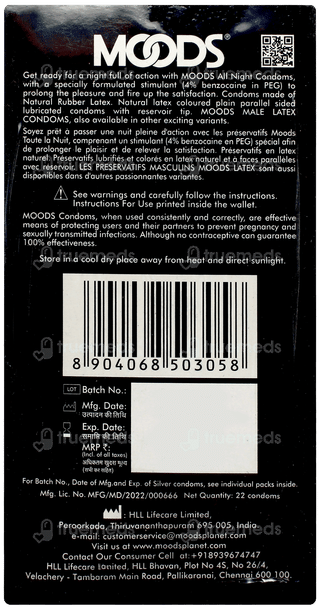 Moods All Night Silver Condoms 20 With 2 Free