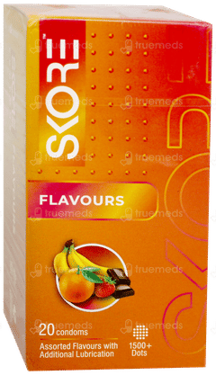 Skore Assorted Flavour With Additional Lubrication 1500+ Dots Condoms 20
