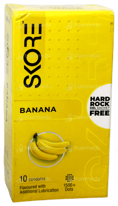 Skore Banana Flavoured With Additional Lubrication 1500+ Dots Condoms 10