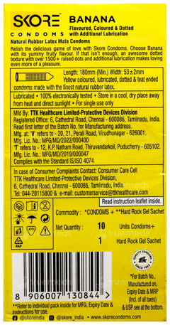 Skore Banana Flavoured With Additional Lubrication 1500+ Dots Condoms 10