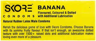 Skore Banana Flavoured With Additional Lubrication 1500+ Dots Condoms 10