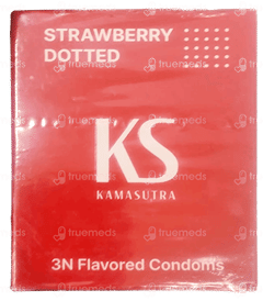 Kamasutra Dotted Strawberry Condoms 3 Kamasutra Dotted Strawberry Condoms 3