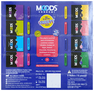 Moods The Playful Variety Pack 16 Condoms With 4 Moods Lubes Sachet Free