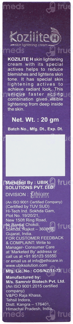 Kozilite H Skin Lightening Cream 20gm