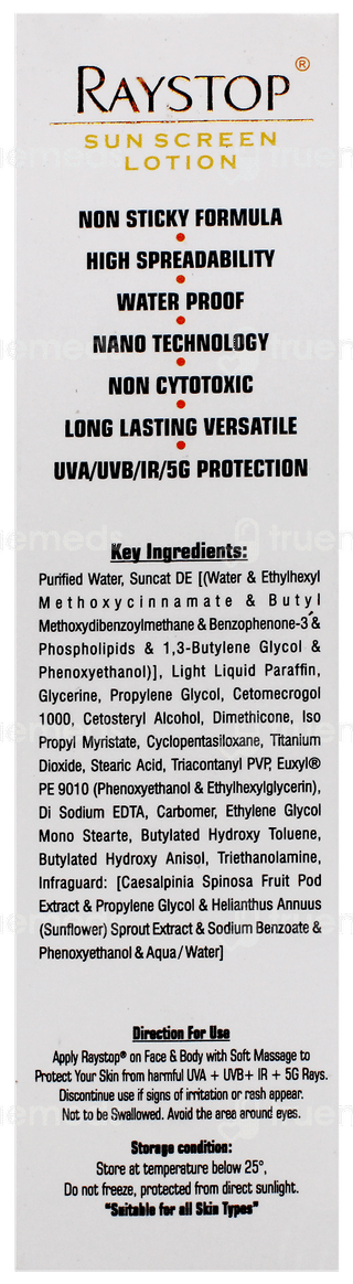 Raystop 50 Spf Pa+++ Sunscreen Lotion 50Gm