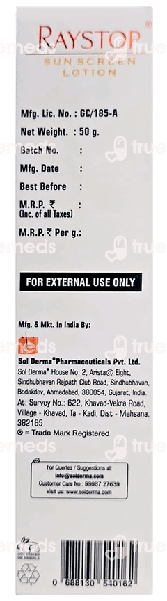 Raystop 50 Spf Pa+++ Sunscreen Lotion 50gm