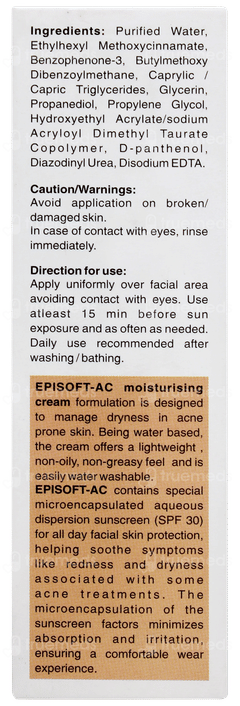 Episoft Ac Spf 30 Moisturiser With Microencapsulated Sunscreen 75gm Episoft Ac Spf 30 Moisturiser With Microencapsulated Sunscreen 75gm