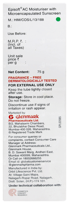 Episoft Ac Spf 30 Moisturiser With Microencapsulated Sunscreen 75gm Episoft Ac Spf 30 Moisturiser With Microencapsulated Sunscreen 75gm