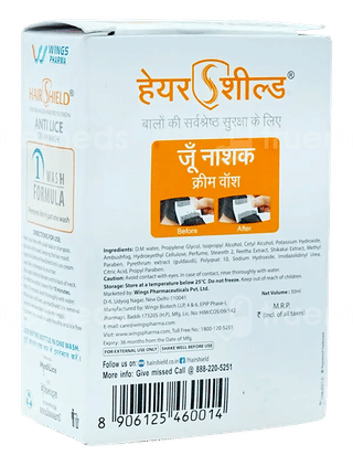 Hairshield Anti Lice Cream Wash 30Ml