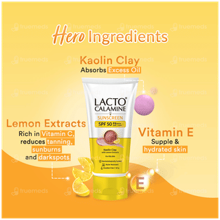 Lacto Calamine Kaolin Clay With Lemon Extracts Spf 50 Pa+++ Sunscreen 50gm