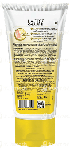 Lacto Calamine Kaolin Clay With Lemon Extracts Spf 50 Pa+++ Sunscreen 50gm