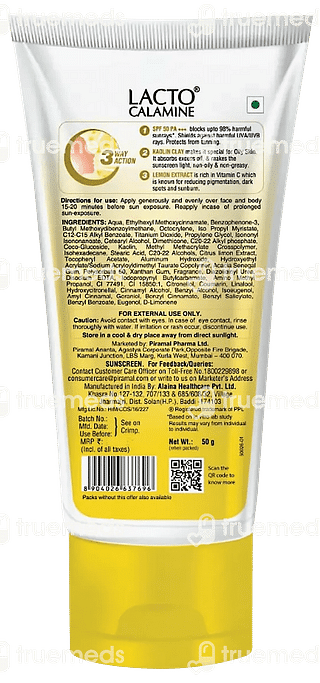 Lacto Calamine Sunscreen Kaolin Clay With Lemon Extract 50 GM