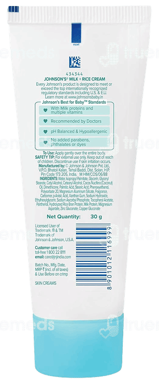 Johnsons Milk + Rice Cream 30Gm
