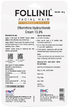 Follinil Facial Hair Retardant Cream 30gm