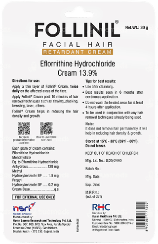 Follinil Facial Hair Retardant Cream 30gm
