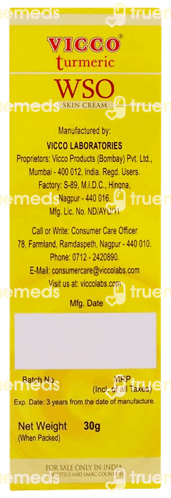 Vicco Turmeric Wso Skin Cream 30gm