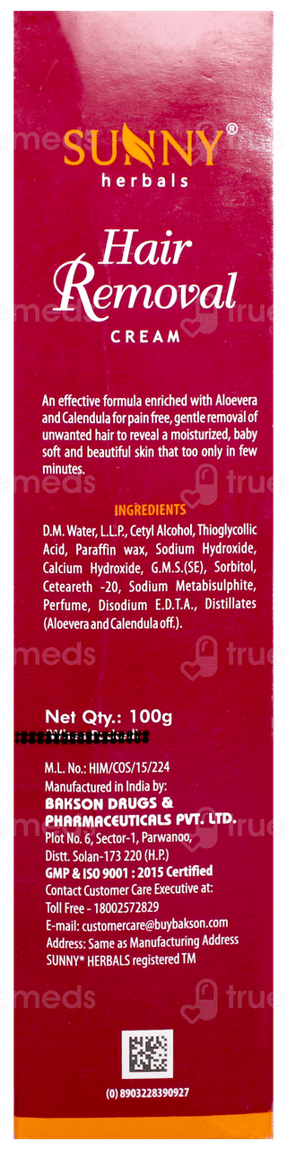 Baksons Sunny Herbals Hair Removal Cream 100gm