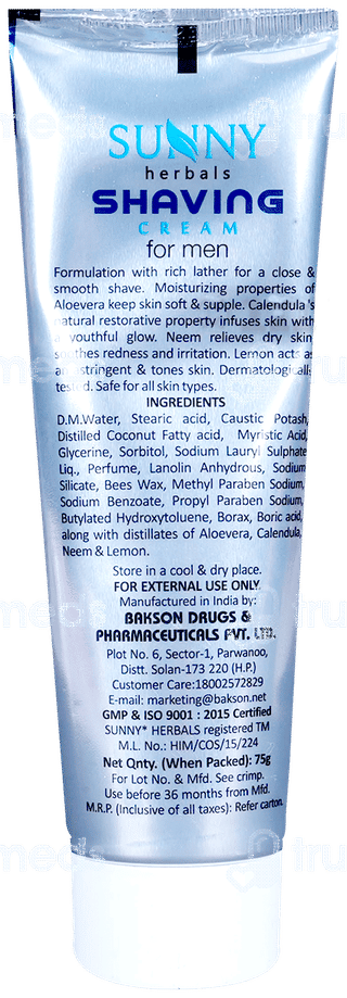 Baksons Sunny Herbals Shaving Cream 75Gm