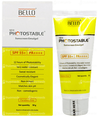 Bello New Photostable Spf 55+ Pa++++ Sunscreen Emulgel 50gm